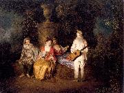 WATTEAU, Antoine Party of Four oil painting reproduction